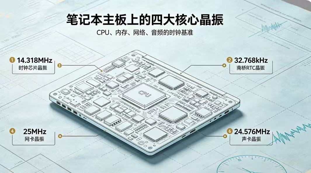 笔记本电脑CPU及主板晶振详解：四大核心晶振功能与故障分析