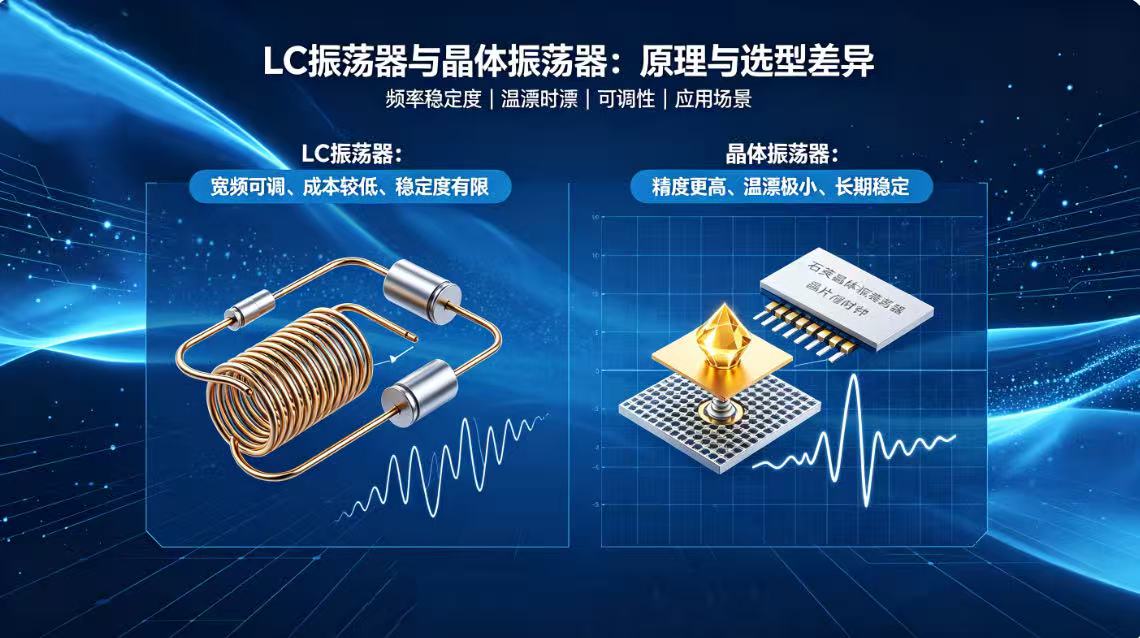 LC振荡器与晶体振荡器区别详解：选型对比与频率稳定度分析