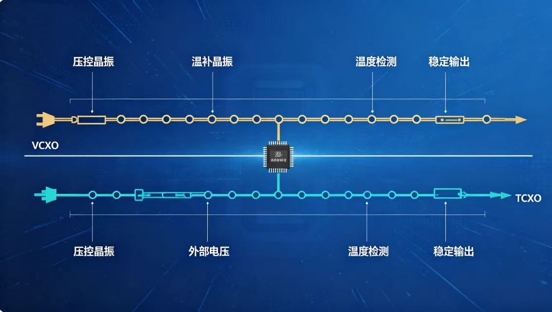 VCXO与TCXO对比详解：频率稳定性补偿方式与选型指南